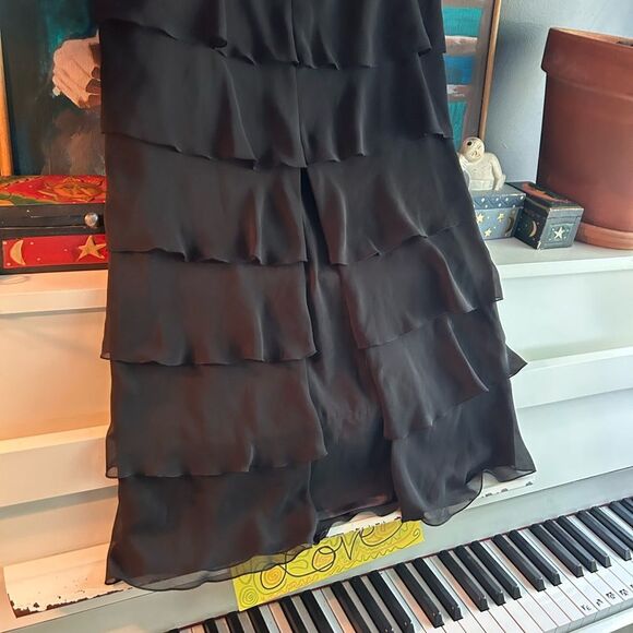 Bianca Nygard Elegant Black Tiered Maxi Skirt Size 8 - Picture 5 of 14